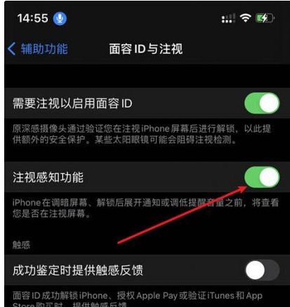 乐山苹果14维修网点分享iPhone14注视感知功能有什么用 