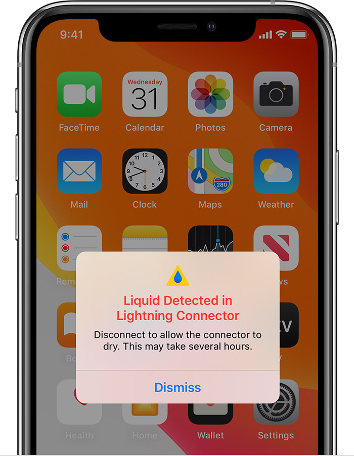 乐山苹果手机维修分享iPhone 12 在充电时出现 “闪电接口检测到液体”的提示怎么办 